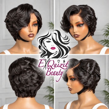 Liz Short Layered Pixie Wig – Soft Waves & Side-Swept Style | No. 176