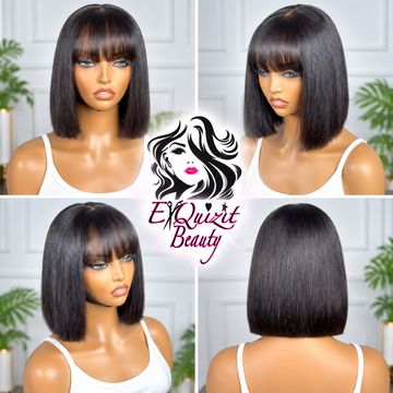 Nia Sleek Bob Wig with Bangs – Straight Shoulder-Length Style | No. 391