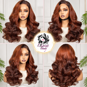 Faith Auburn Curly Wig #425 | Luxury Long Side-Part Wig – ExQuizit Beauty